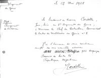 Le 27 mai 28, le Lt. Cordelle informe Tours de sa nouvelle adresse à Rosario (il donne celle du Bureau)