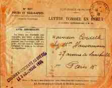 Une lettre envoyée de Rosario en France et dont l'avion a été accidenté.