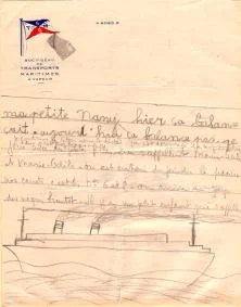Lettre écrite par Yves à Nany, à bord du Campana