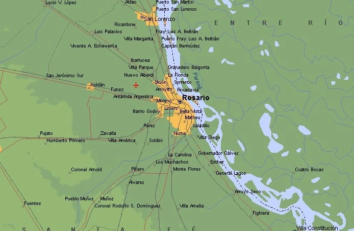 Rosario Rosario, la deuxième ville d'Argentine '500.000 h en 1930), était un carrefour ferroviaire majeur et le centre d'embarquement du nord-est de l'Argentine. Les cargos atteignaient la ville par le Paraná. Le port…