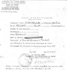 Affectation à la subdivision militaire de Paris en mars 48