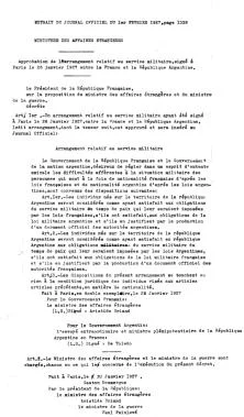 texte de l'accord franco-argentin qui me permet de ne pas faire de service militaire en Argentine