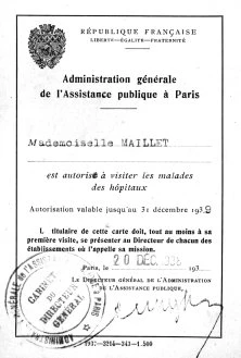Autorisation de visite des malades dans les hôpitaux, 20 déc. 1938