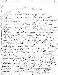 Le 29 janvier 1928, lettre d'Henriette à Suzanne Rougier qui vient de se marier à son neveu Maurice Rougier