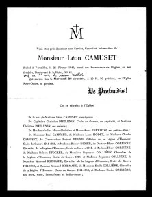 Faire Part de décès de Léon Camuset en 1942