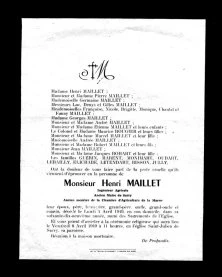Décès de Henri Maillet