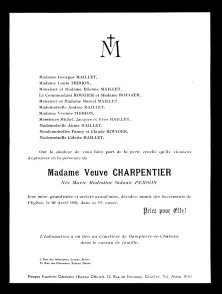 Faire part de décès le 20 avril 1936