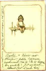 carte envoyée de Berlin par oncle Louis à Suzanne MAILLET, 5ans