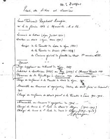 Un CV manuscrit, datant de 1908 probablement