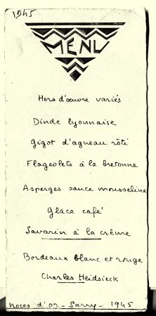 Menu des noces d'or d'Henri Maillet vers 1945