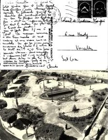 Carte du 21 décembre 54, décrivant le petit square se trouvant sous nos fenêtres, transcription ci-contre
