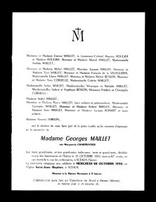 Mort de Bonne Maman de Sceaux, Marguerite Maillet, née Charpentier et mère de Grannie, Tandrée, Etienne, André et René+