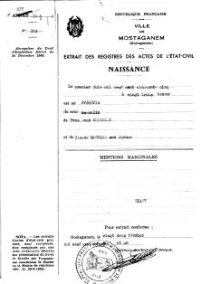 Acte de naissance de Frédéric
