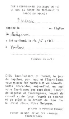 Profession de foi de Frédéric, à Hastière