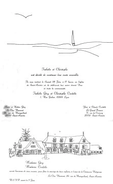 Faire-part et invitation, dessinés par Isabelle et Christophe