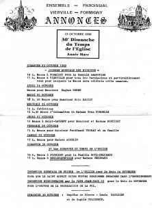 bulletin paroissial Vierville, octobre 1988